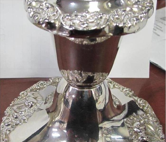 clean silver candle holder at the SERVPRO of Southeast Memphis warehouse