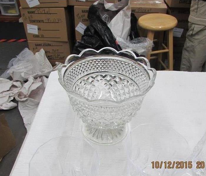 glass dish at the SERVPRO of Southeast Memphis warehouse